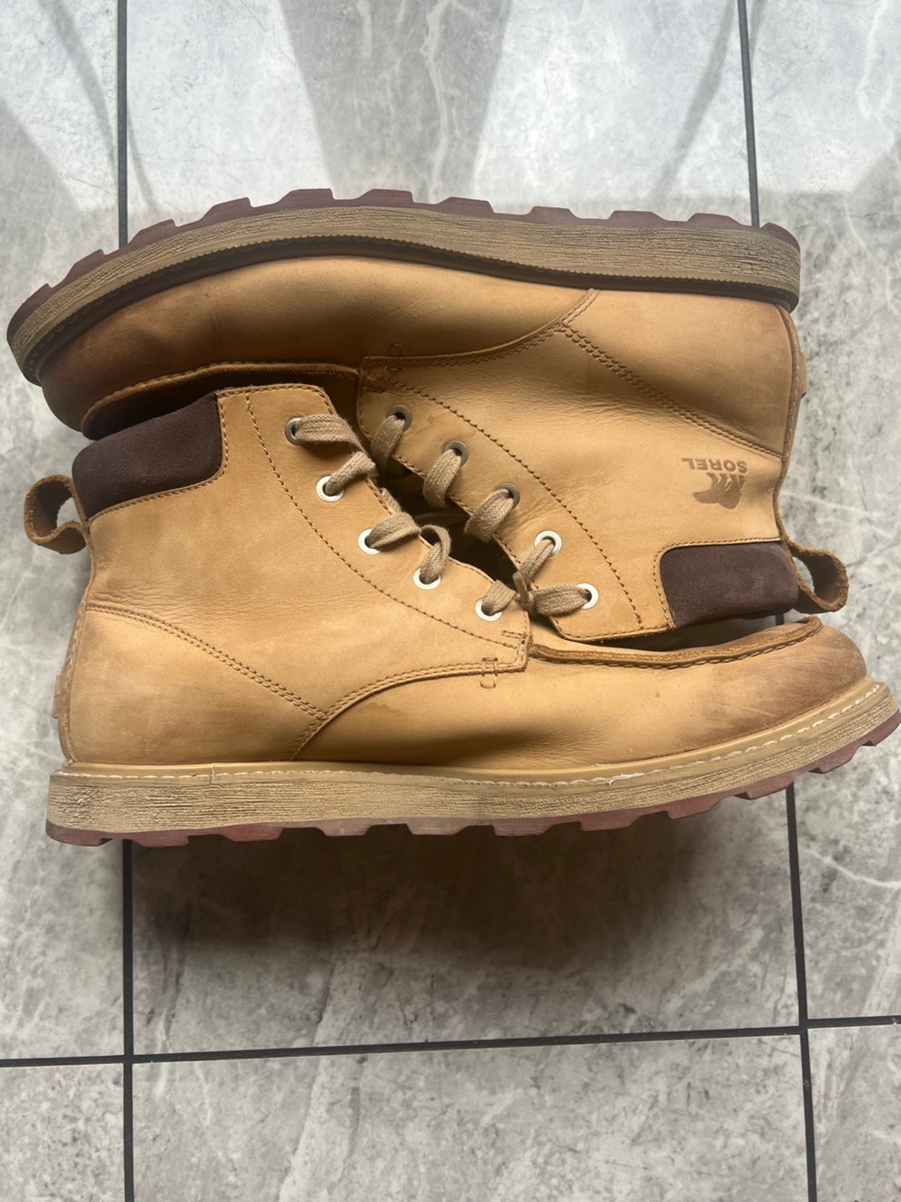 Sorel Madson Moc Toe Waterproof Boots Men's Size 11.5 Buff Brown NM2290-281 Work